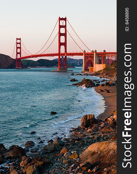 Golden Gate Bridge At Sunset