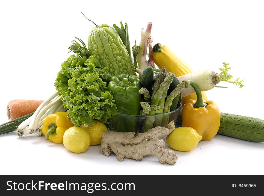 Fresh vegetables on white background