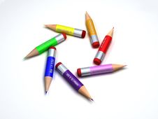 Color Pencil In A Circle Stock Photo