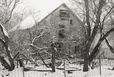 Old Farm House, Black & White Stock Photo