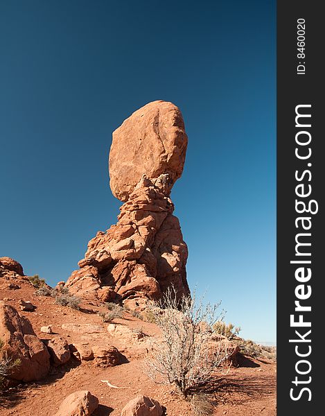 Rock erosion in the desert under blue sky. Rock erosion in the desert under blue sky