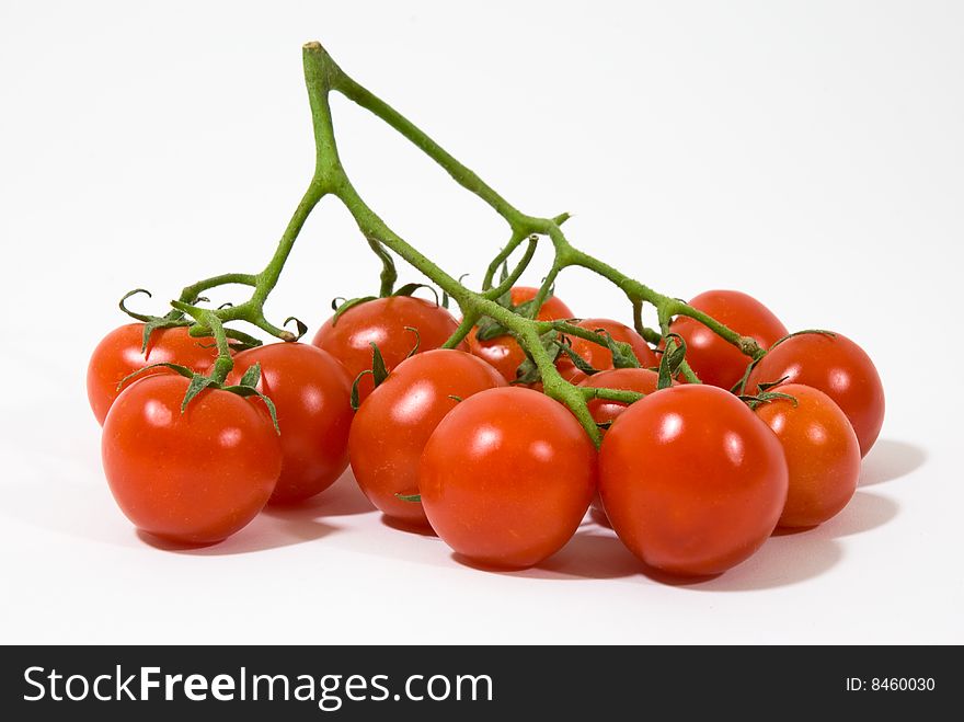 A group of red tomatoes on white background. A group of red tomatoes on white background