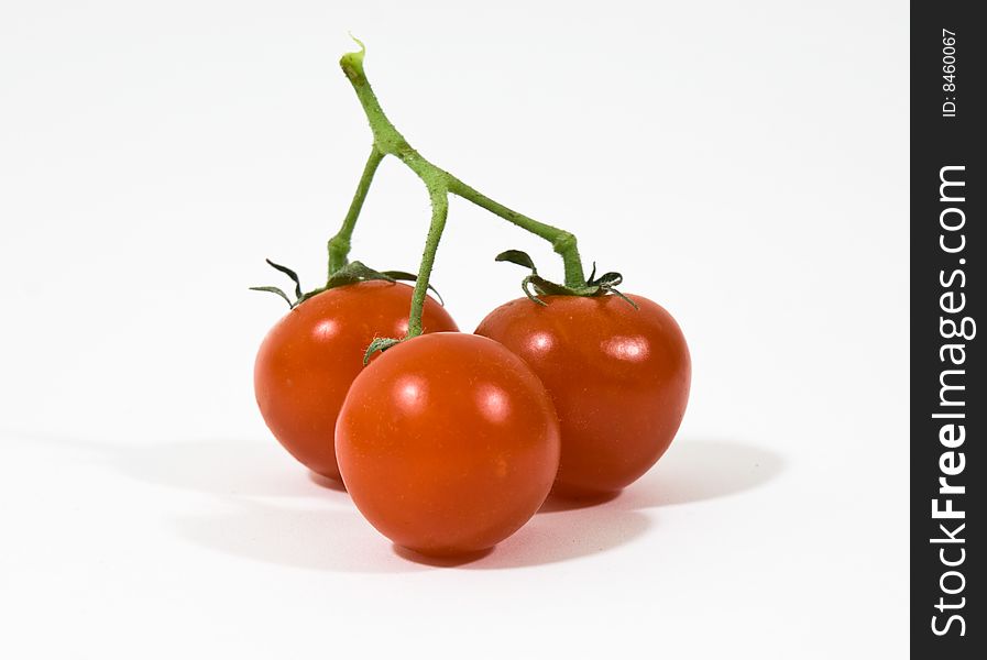 A group of red tomatoes on white background. A group of red tomatoes on white background