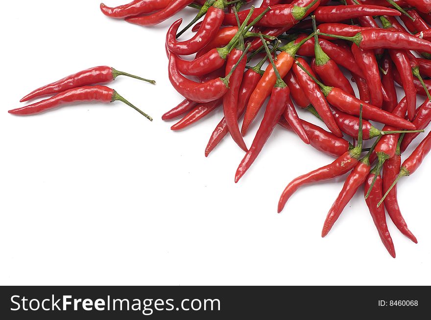 Hot red chili peppers, isolated on white background