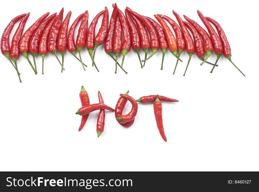 Hot red chili peppers, isolated on white background