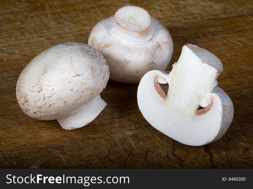 Three mushrooms on the table