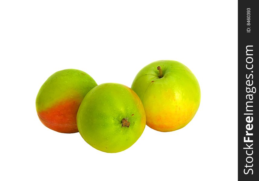 Three apples isolated over white background
