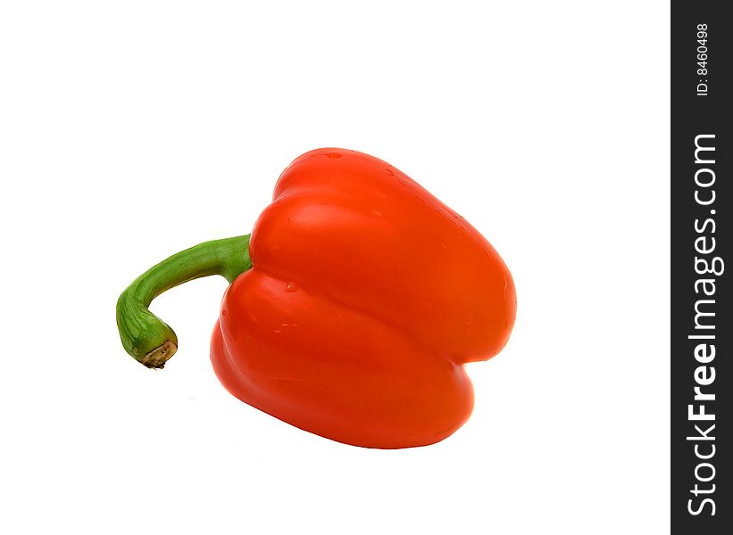 Red pepper close-up, isolated over white