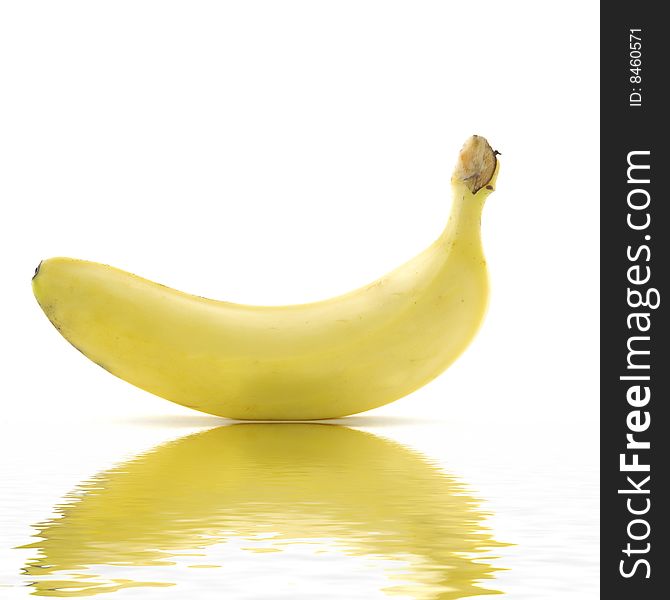 Reflection for banana on white background