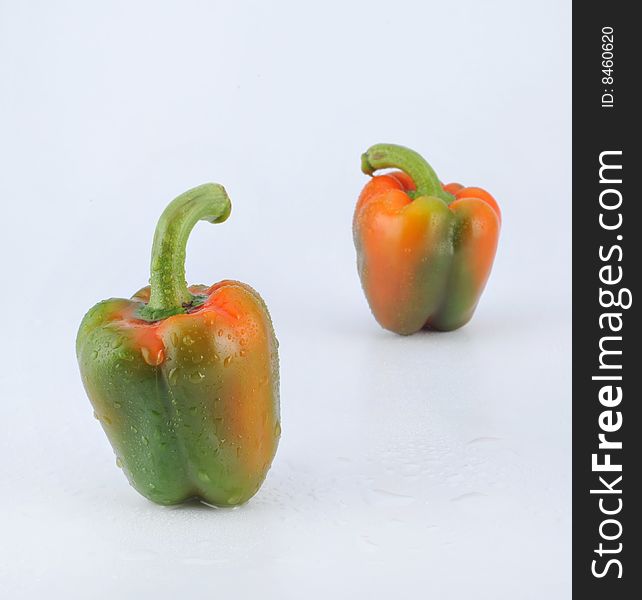 Fresh green pepper isolated on white. Fresh green pepper isolated on white