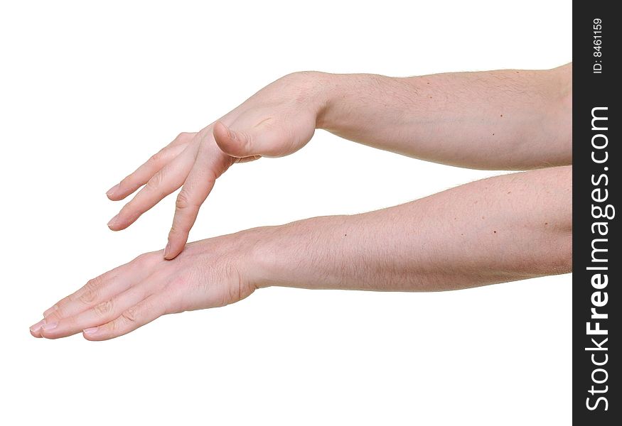 Finger touching hand