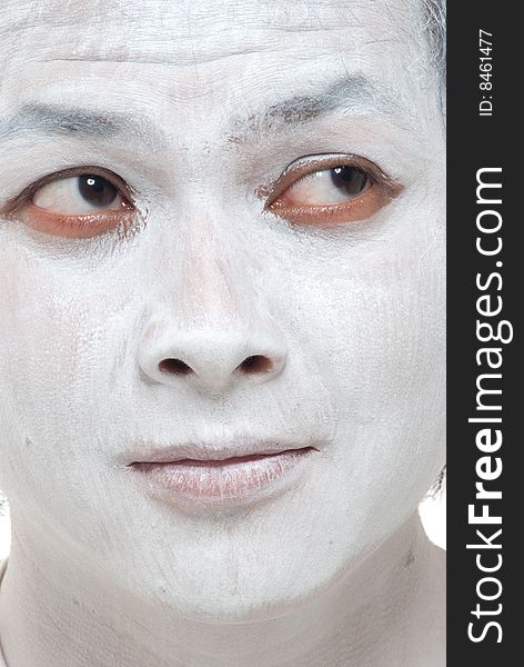 All face white makeup asian boy with different expressions.