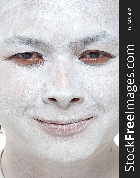 All face white makeup asian boy with different expressions.