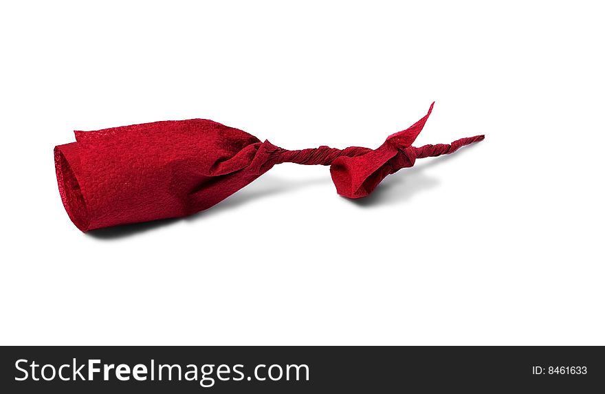 Red paper rose isolated over white