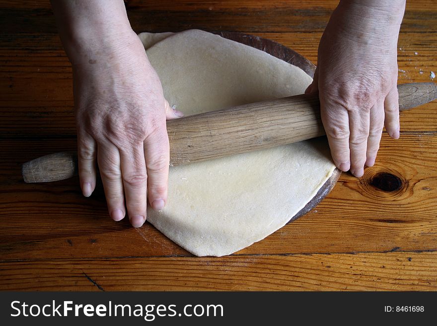 Unrolling a dough for homemade raviolli