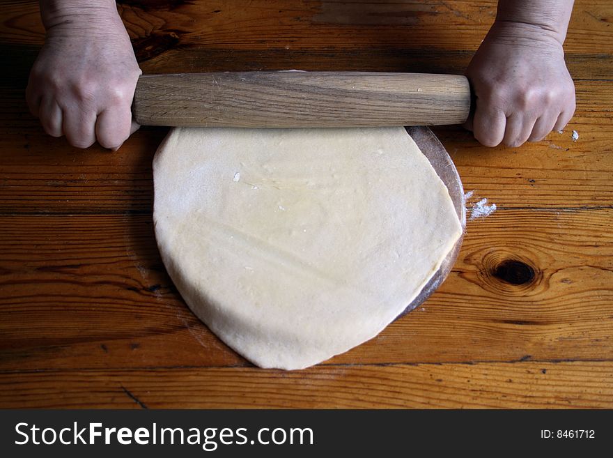 Unrolling a dough for homemade raviolli