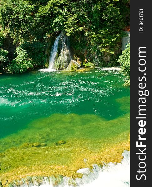 Beautiful forest waterfall in Croatia