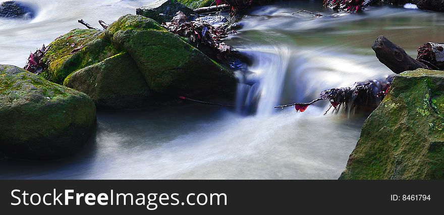 Long exposure of a stream in winter