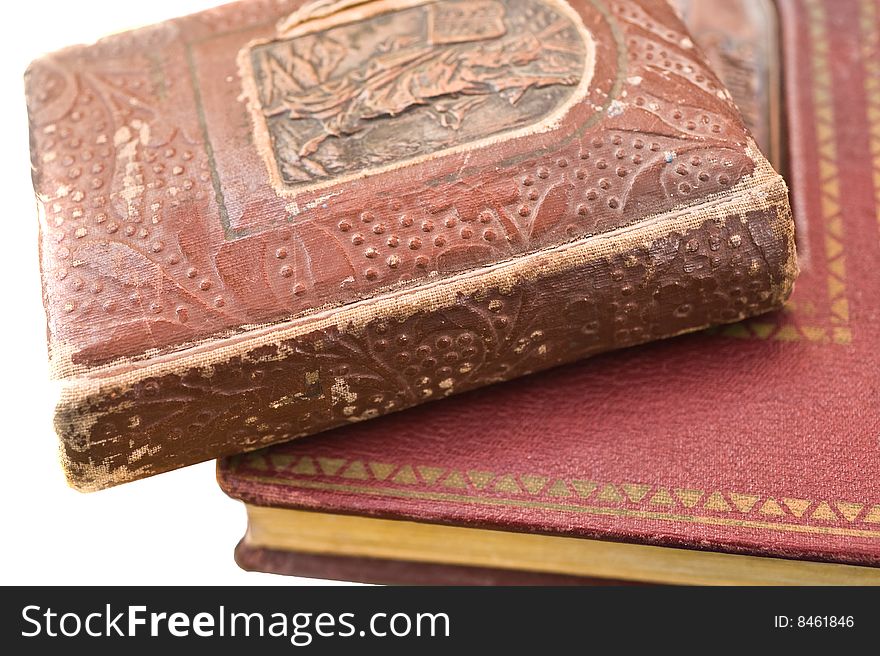 Background with old red ancients decorative books. Background with old red ancients decorative books