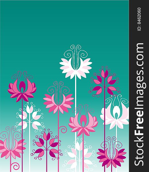 Beautiful flowers on turquoise background