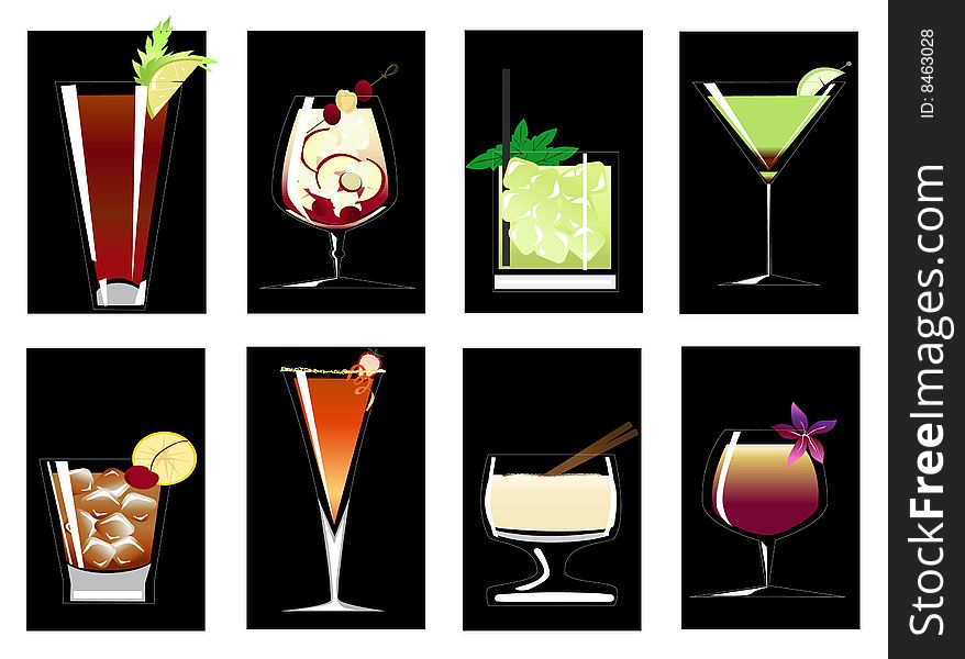 A set of some fine design cocktails. A set of some fine design cocktails