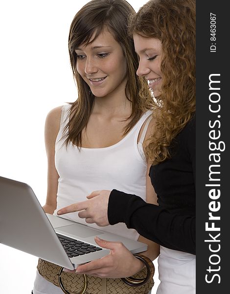 Two Teenagers With Laptop Computer