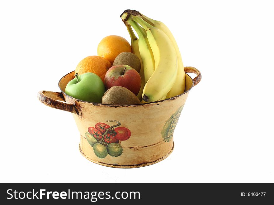 A Fruit Basket On A White Background