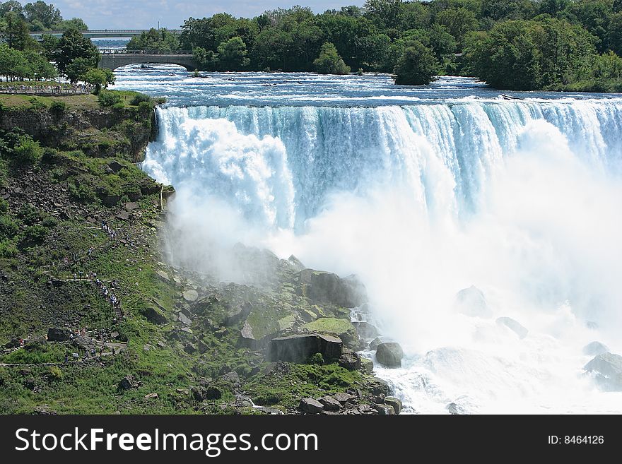 Northern portion of the American Falls at Niagara. Northern portion of the American Falls at Niagara.