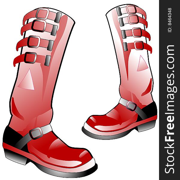Red High rider Boots with buckles. Red High rider Boots with buckles