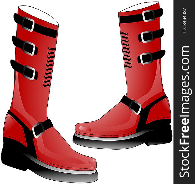 Red High rider Boots with buckles. Red High rider Boots with buckles