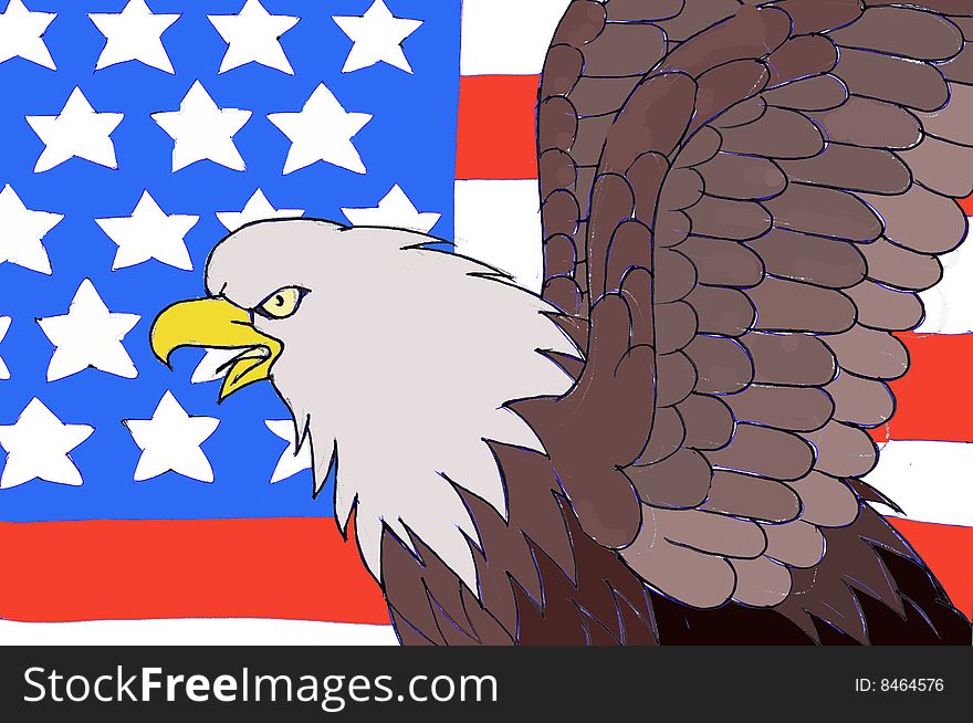 Bald eagle on the American flag. Bald eagle on the American flag