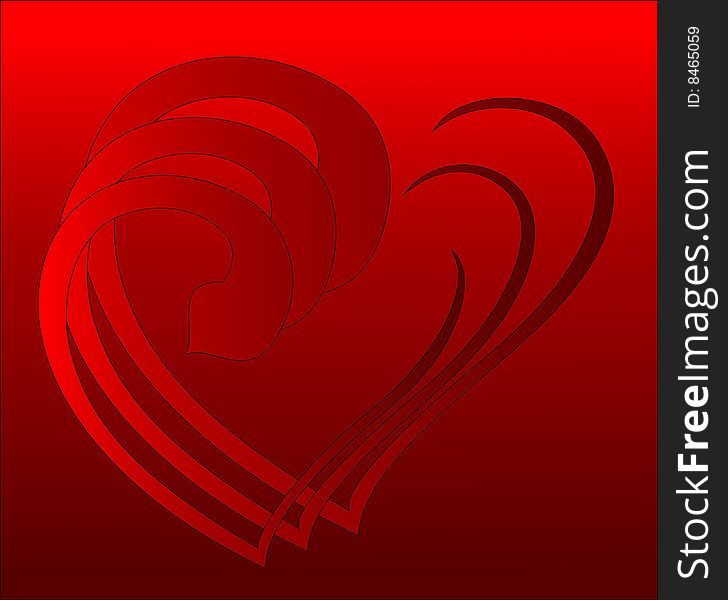 Heart silhouette on a red background