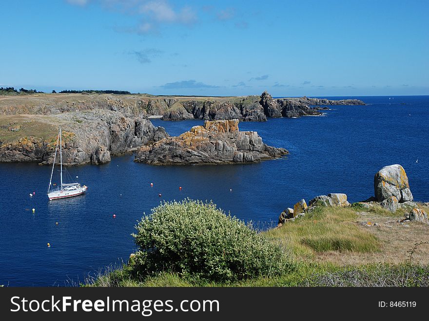 Sailing ship on the Yeu island in France