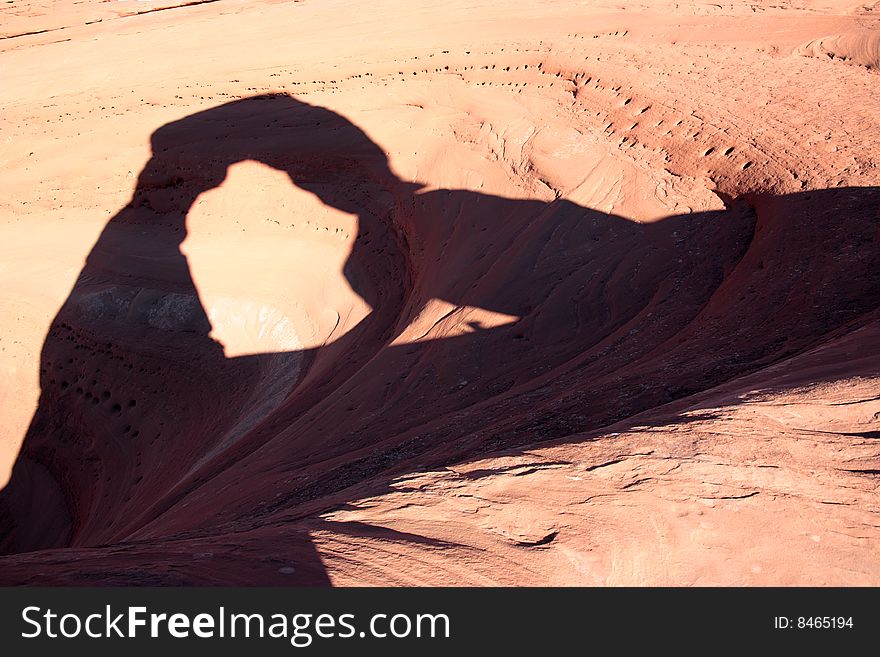 Delicate Arch shadow, Arches National Park in Utah (USA)