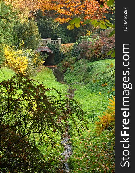 Beautiful autumn bridge in buchlovice. Beautiful autumn bridge in buchlovice