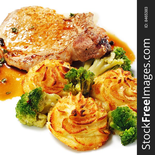 Pork Brisket with Potato and Broccoli