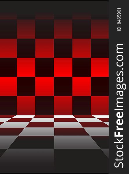 It is black a red chessboard