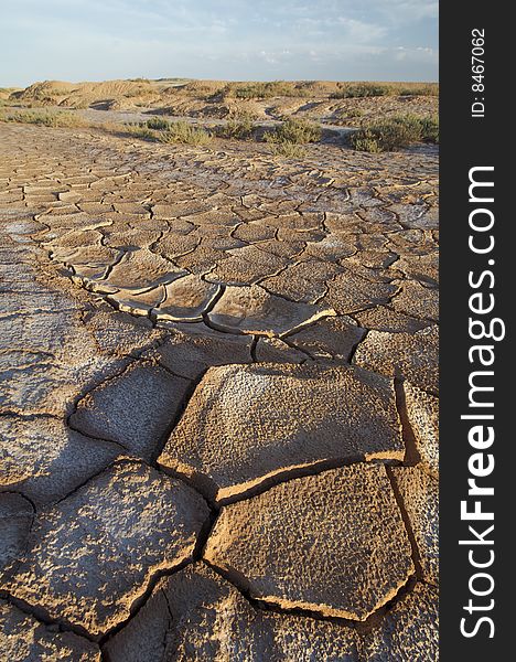 Landscape with cracked mud in Spain