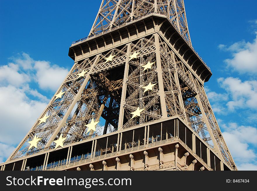 Eiffel Tower with EU symbol