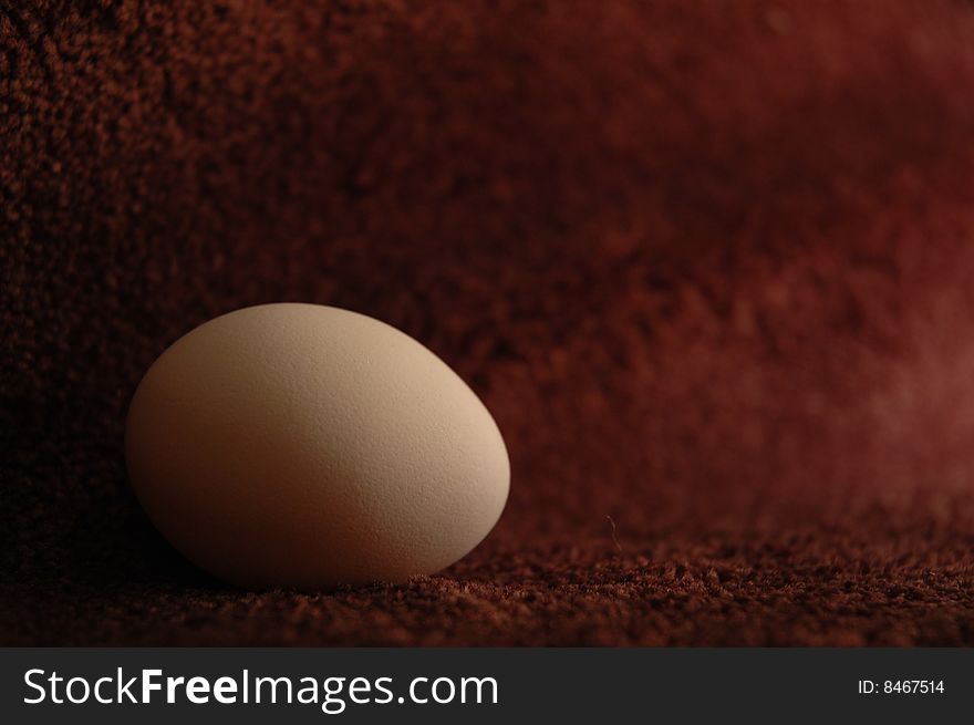 White egg on the brown carpet