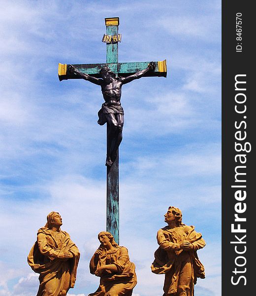 Statue on the oldest stone bridge in central Europe - Pisek