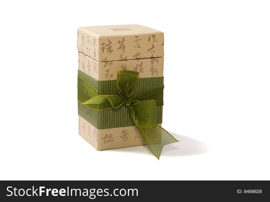 Gift Box In Asian Style With Hieroglyphs