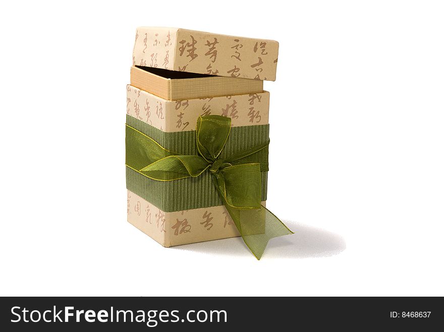 Gift Box In Asian Style With Hieroglyphs