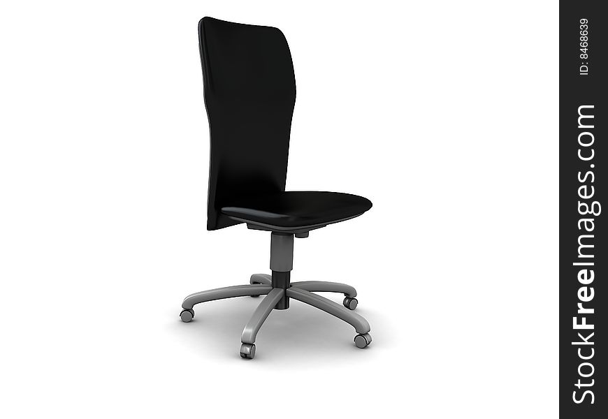 3d illustration of black office chair over white background. 3d illustration of black office chair over white background