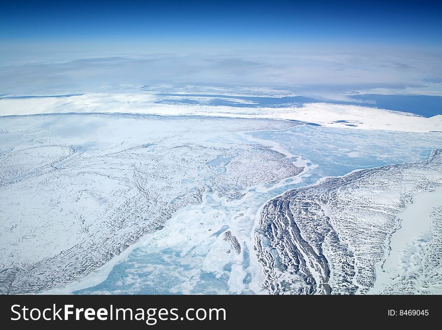 Ice valley landscape in greenland