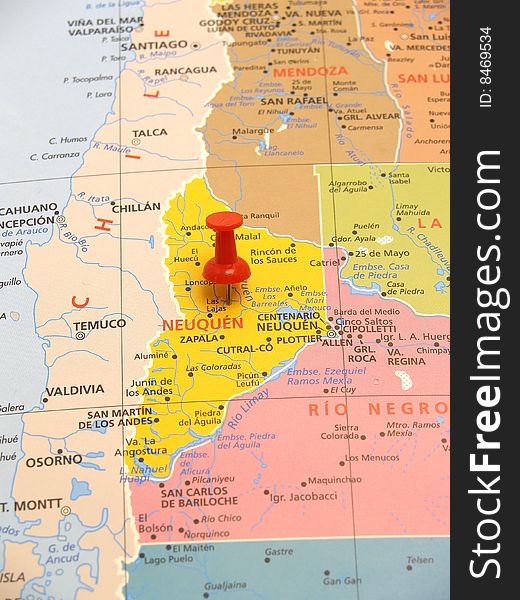 Map of Argentina macro photography