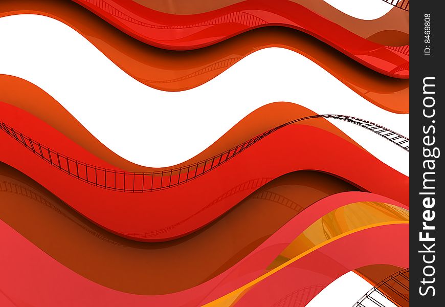 Abstract 3d illustration of orange curves background