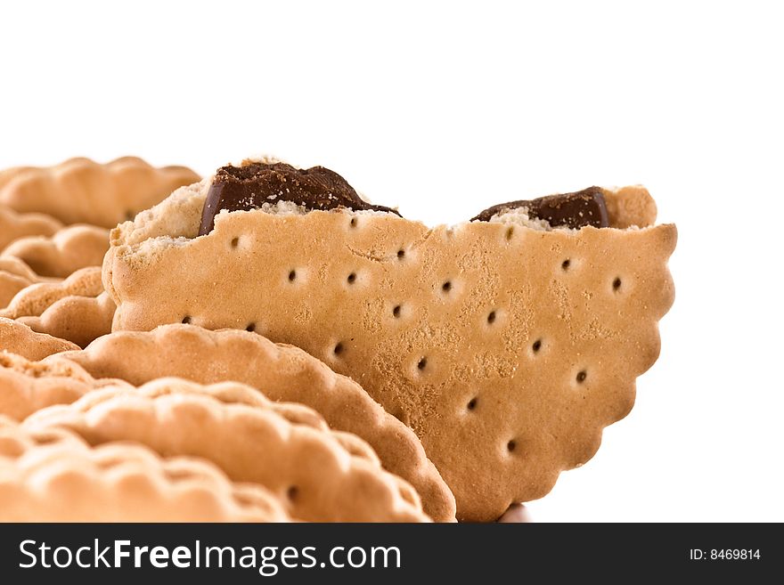Broken of cookies isolated on white background