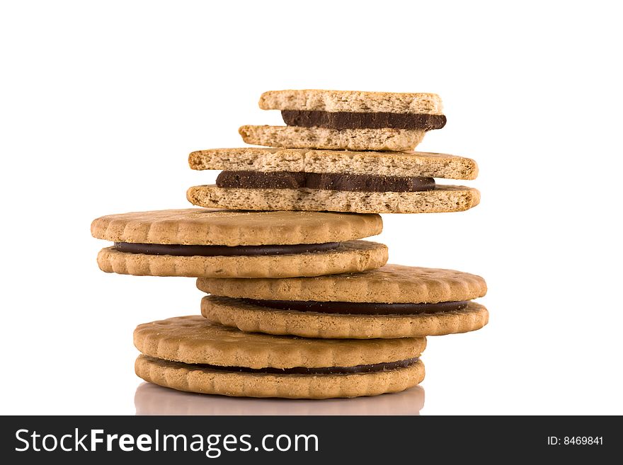 Stack of cookies isolated on white background