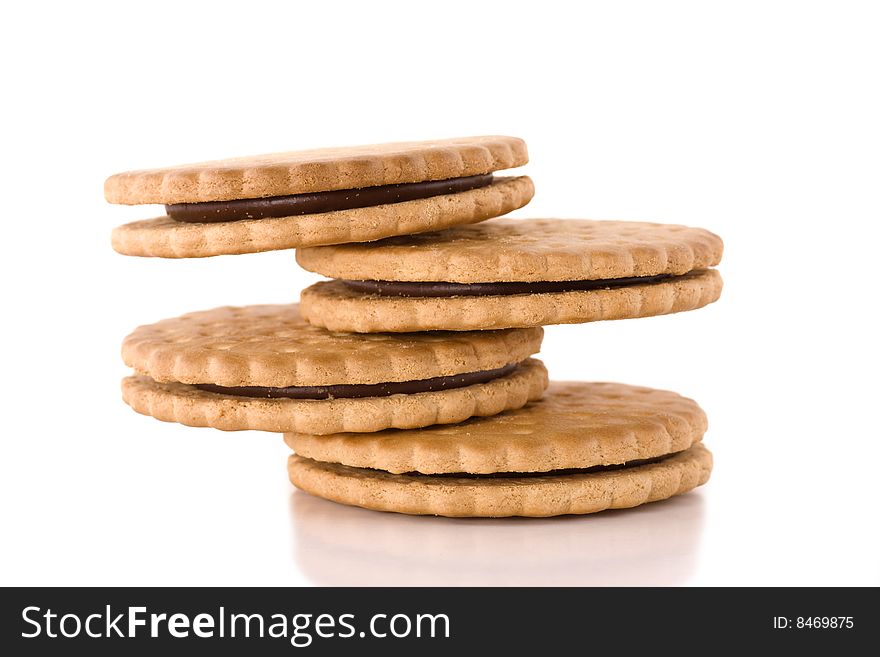 Stack of cookies isolated on white background